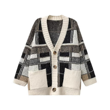 Ladies Oversized Pullover with Checkered Pattern Chic und Stil