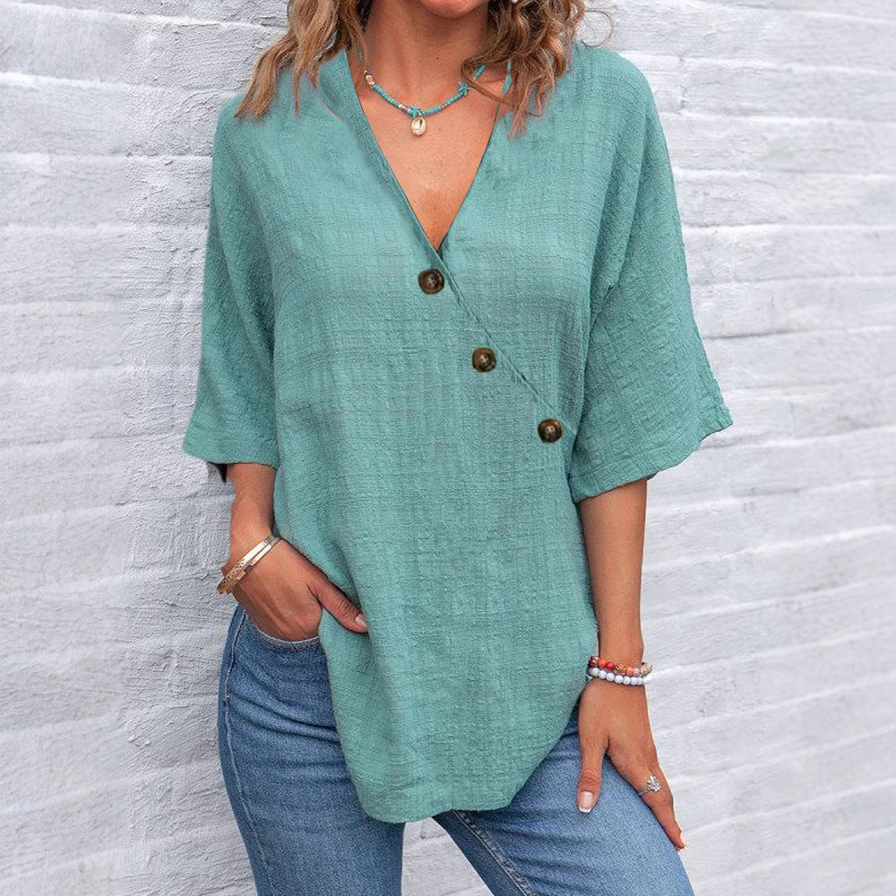 Blouse enveloppante pour femmes avec détails de boutons Chic und Stil