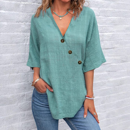Blouse enveloppante pour femmes avec détails de boutons Chic und Stil