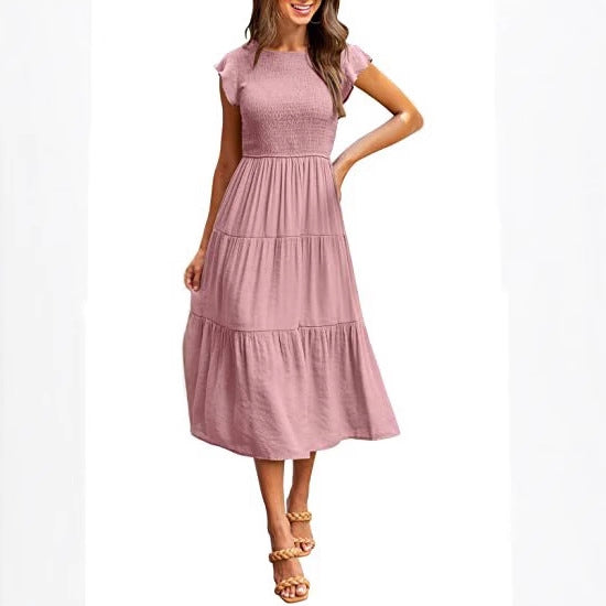 Robe maxi femme avec haut élastique et jupe évasée Chic und Stil