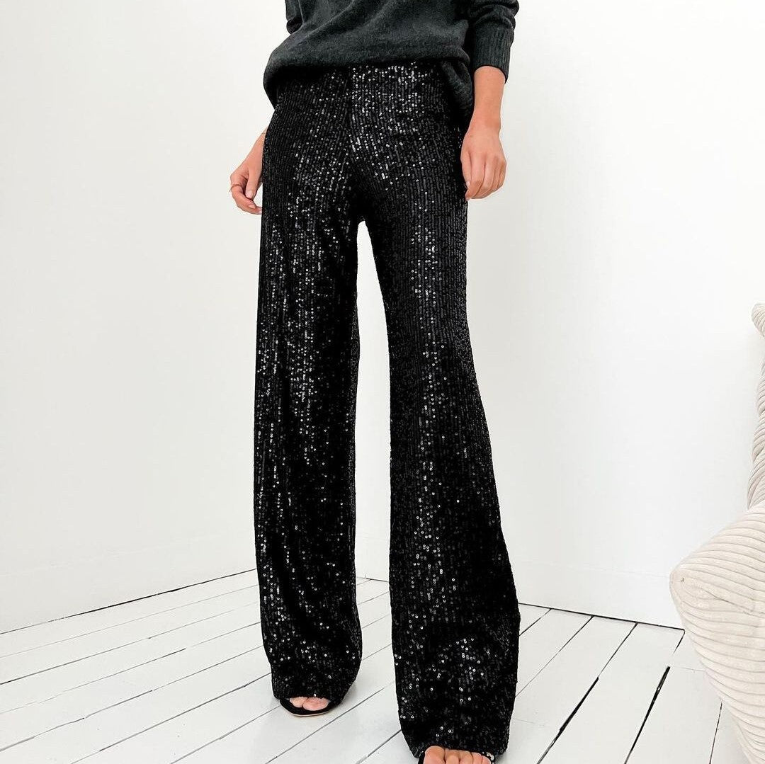Dames Paillettes Glamour Pants Chic und Stil