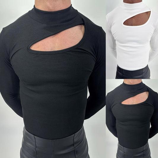 T-shirt à manches longues pour hommes avec décolleté innovant et propriétés respirantes Chic und Stil