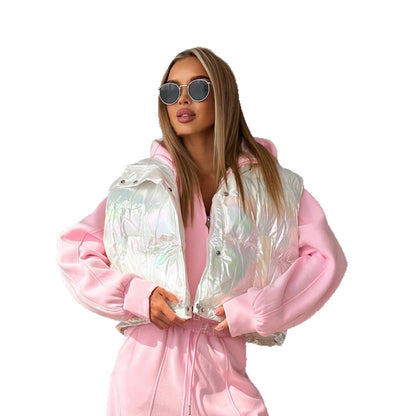 Dames Gilet Métallique Léger de Style Sportif Chic und Stil