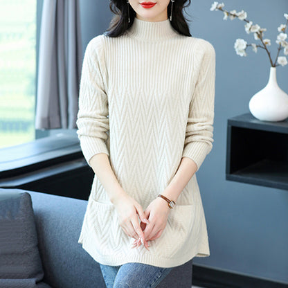 Pull en tricot pour femmes avec motif en zigzag et poches pratiques Chic und Stil