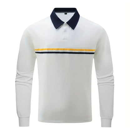 Chemise polo à manches longues pour hommes avec motif rayé moderne Chic und Stil