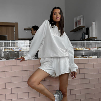 Dames Sweatshirt surdimensionné et shorts décontractés Chic und Stil