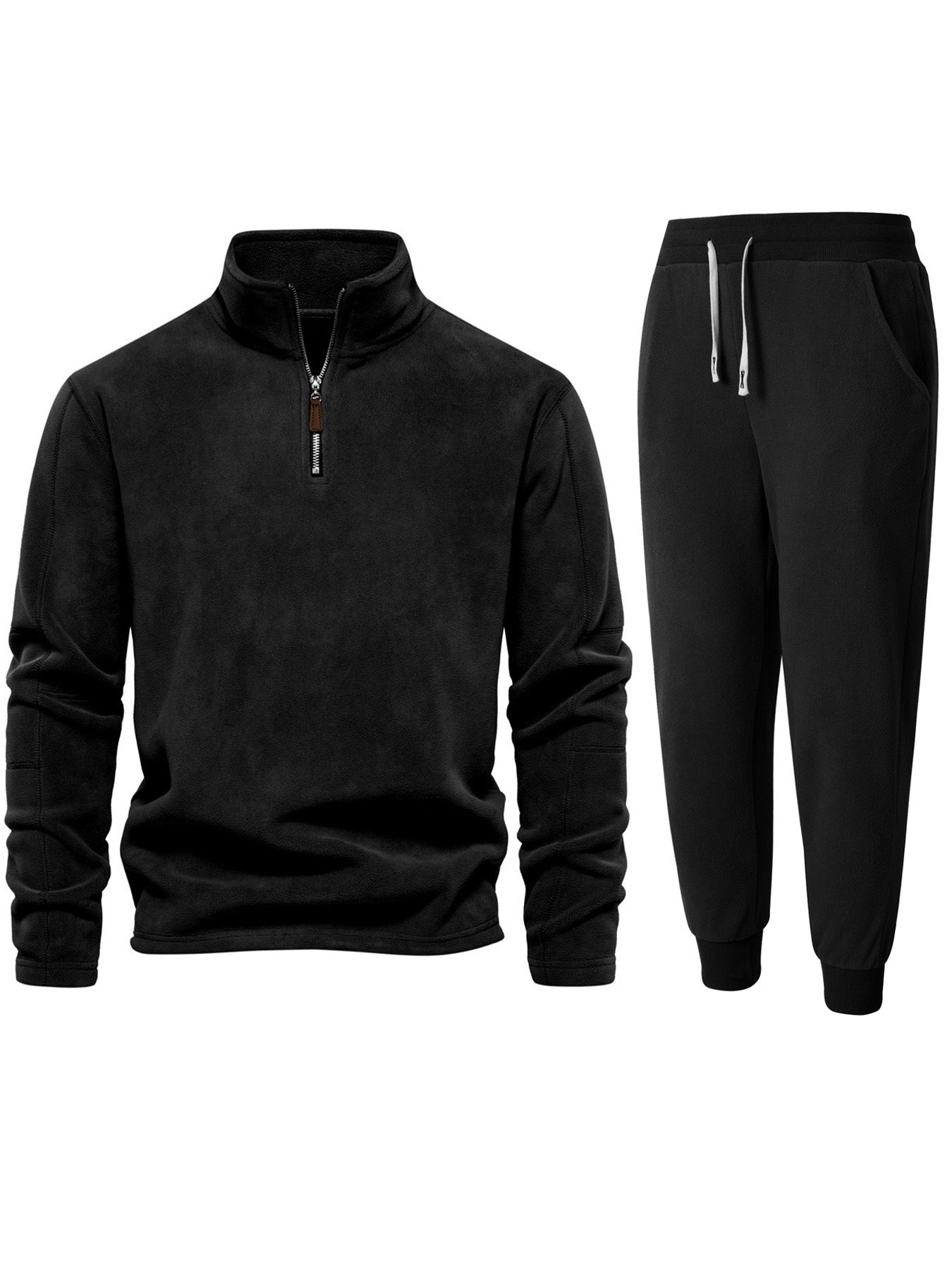 Costume de détente en polaire pour hommes avec col montant et pantalons longs Chic und Stil