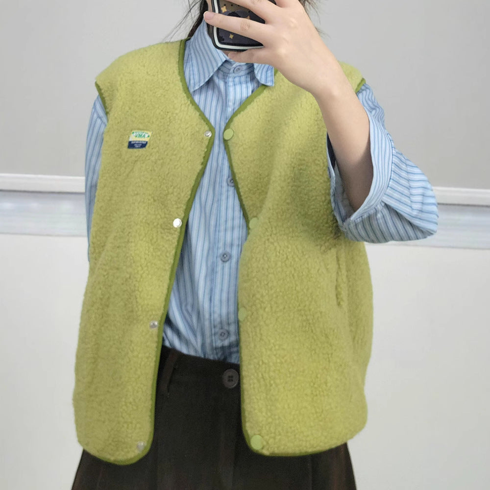 Dames Douce et décontractée gilet en teddy avec poches latérales Chic und Stil