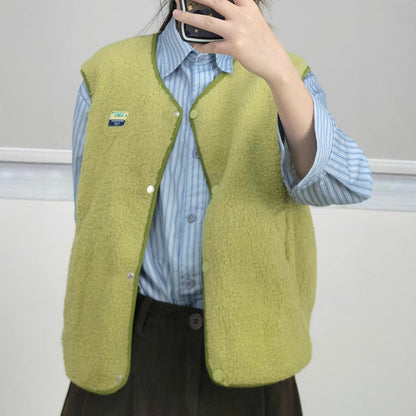 Dames Douce et décontractée gilet en teddy avec poches latérales Chic und Stil