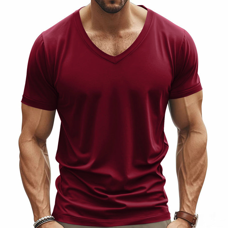 T-shirt pour hommes col en V en matériau fonctionnel respirant Chic und Stil