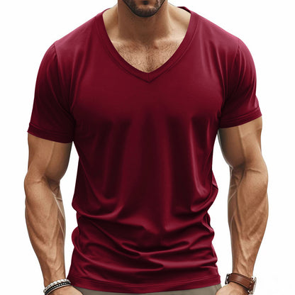 T-shirt pour hommes col en V en matériau fonctionnel respirant Chic und Stil