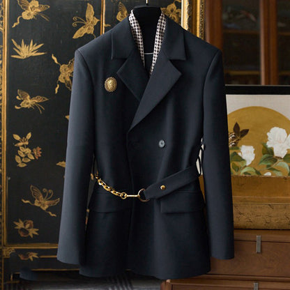 Blazer ajusté pour femmes à double bouton avec chaîne décorative Chic und Stil