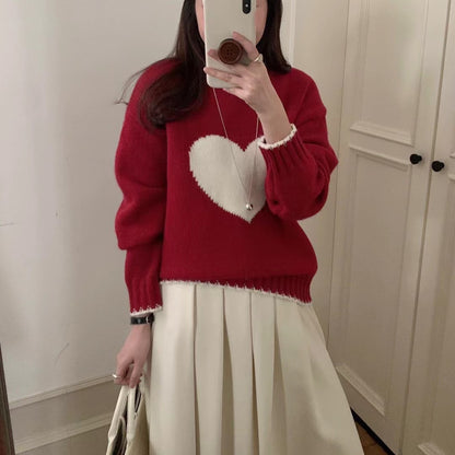 Pull en tricot pour femmes avec motif cœur et coupe décontractée Chic und Stil