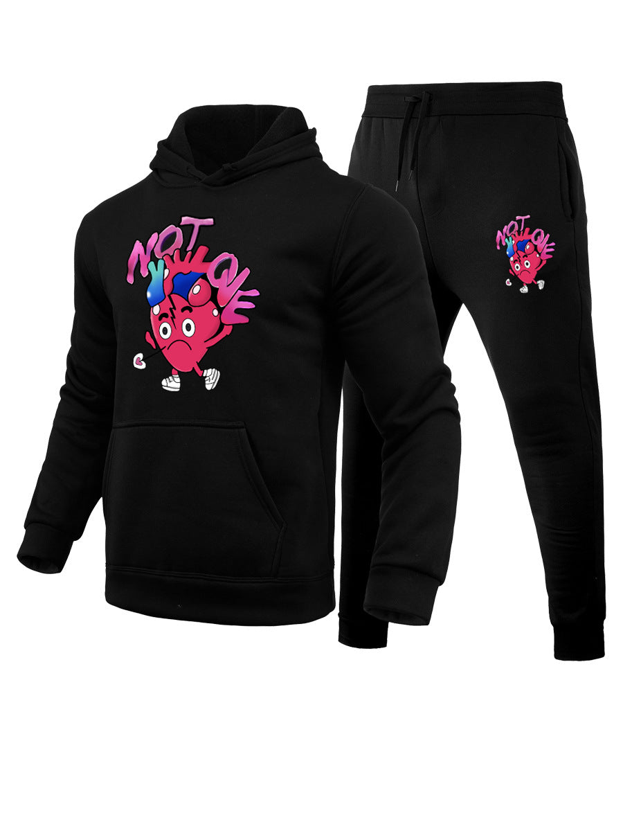 Women's sweatshirt and jogger pants set with creative heart pattern Chic und Stil