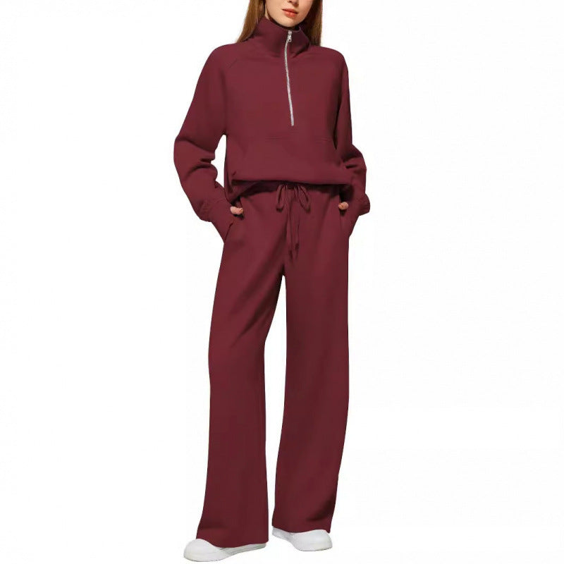Ladies zip hoodie comfortable and wide pants Chic and Style