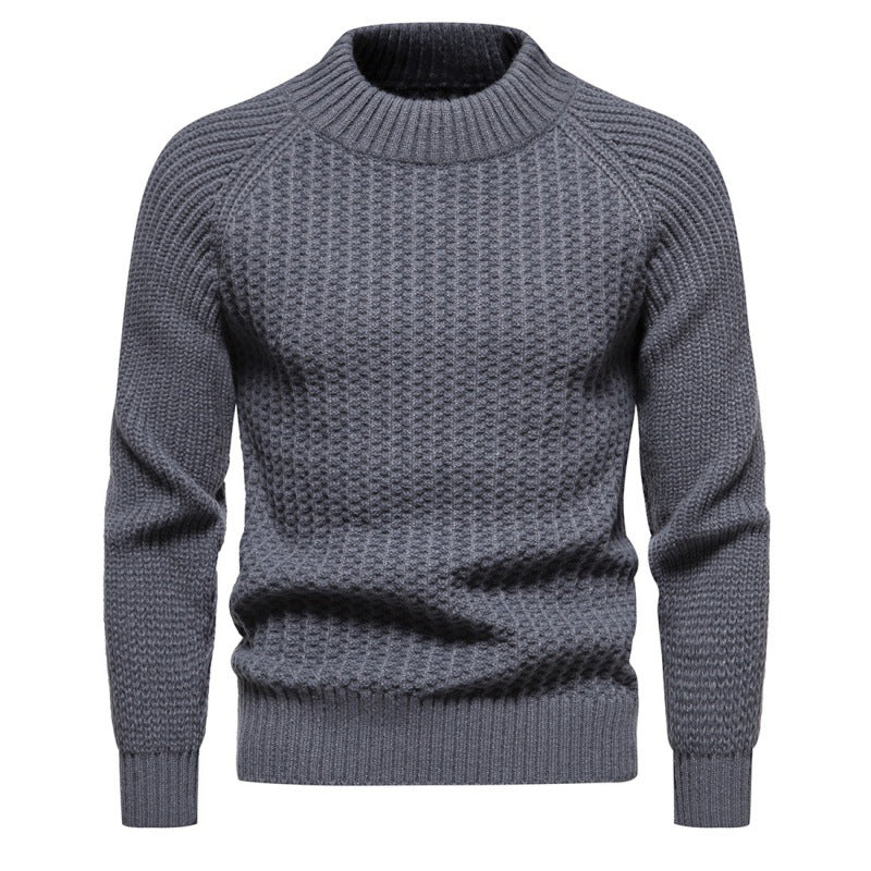 Men's chunky knit sweater with high collar and timeless design Chic und Stil
