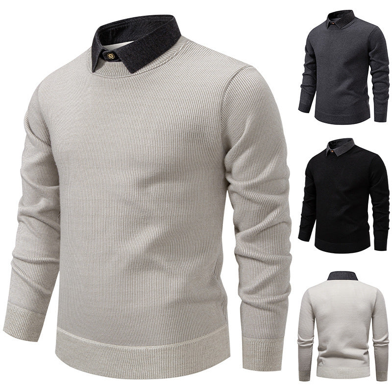 Pull en maille fine pour homme avec design de col moderne Chic und Stil