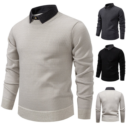 Pull en maille fine pour homme avec design de col moderne Chic und Stil