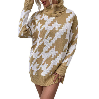 Pull oversize pour femmes avec col haut et motif moderne Chic und Stil