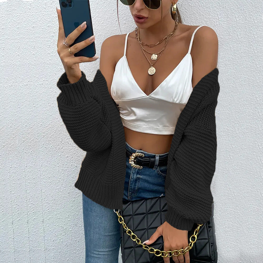 Dames gros tricot cardigan avec coupe ample et manches douces Chic und Stil