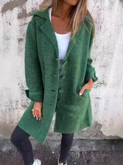 Dames Élégante Veste en Laine avec Boutonnage Complet et Poches Spacieuses Chic und Stil