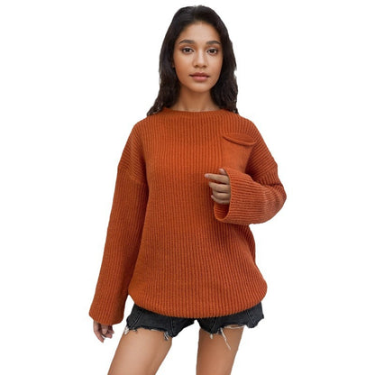Pull en grosse maille pour femmes avec une texture à nervures verticales et un design décontracté Chic und Stil