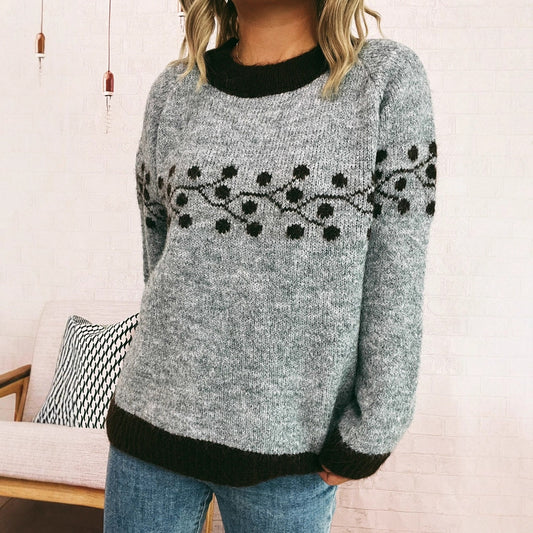 Pull à tricoter pour femmes avec motif floral et matériau doux Chic und Stil