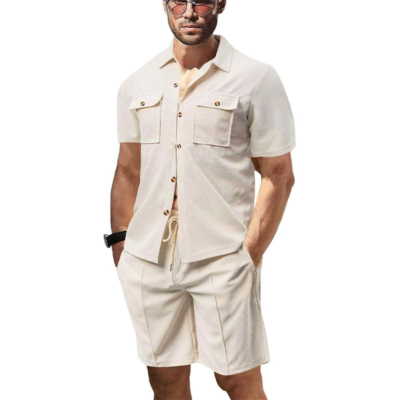 Homme décontracté set chemise à manches courtes et shorts avec poches pratiques Chic und Stil