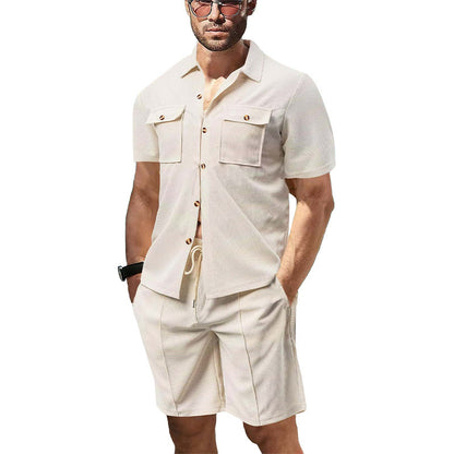 Homme décontracté set chemise à manches courtes et shorts avec poches pratiques Chic und Stil