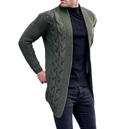 Cardigan en gros tricot pour hommes avec motif tressé à la mode et coupe décontractée Chic und Stil
