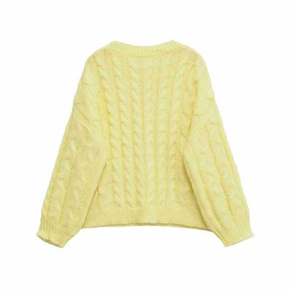 Damen weicher Strickpullover mit Zopfmuster Chic und Stil