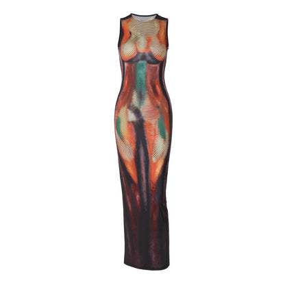 Dames Élégant Robe Maxi avec impression graphique fascinante Chic und Stil