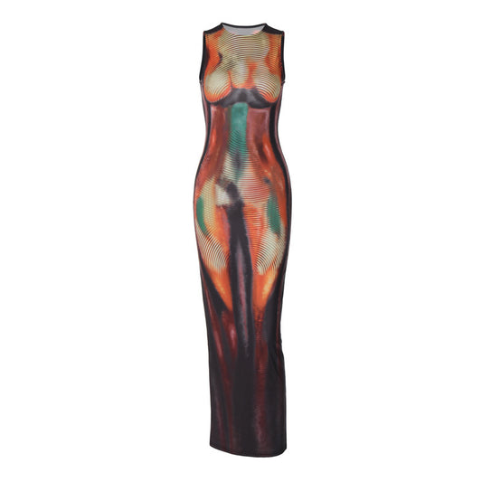 Dames Élégant Robe Maxi avec impression graphique fascinante Chic und Stil