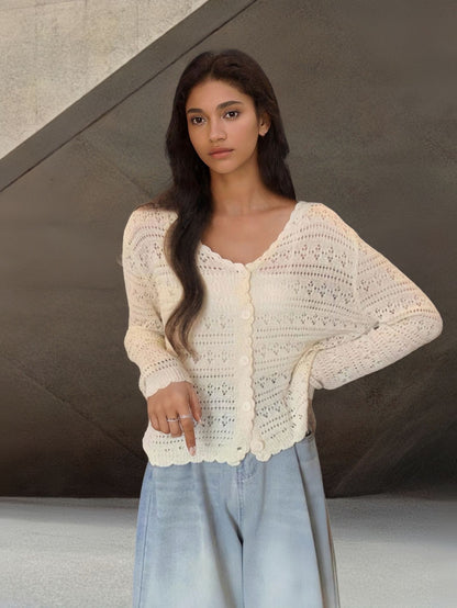 Dames gilet en tricot léger avec un joli motif ajouré Chic und Stil