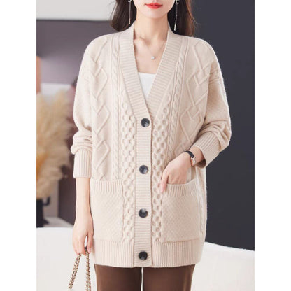Dames pull-over confortable avec grand motif en torsades Chic und Stil