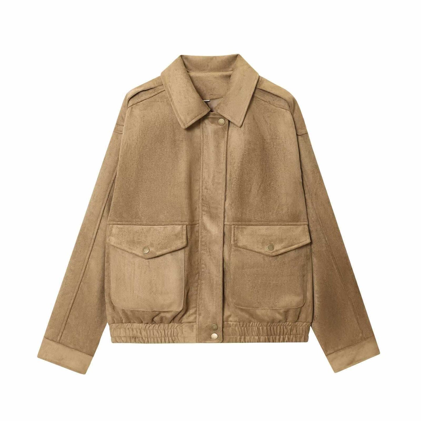 Damen Utility-Jacke aus weichem Wildleder mit hohen Taschen Chic und Stil