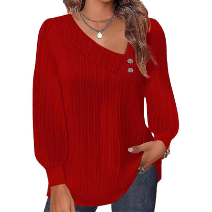 Dames Élégant haut avec design côtelé texturé et détails de boutons Chic und Stil