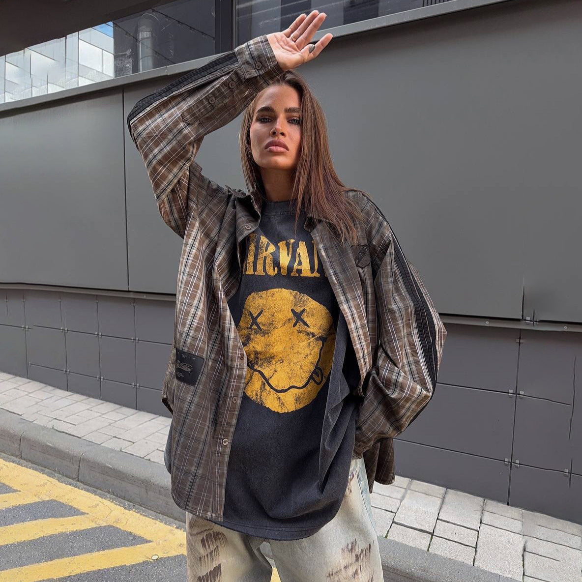 Chemise overshirt à carreaux décontractée pour femmes Chic und Stil