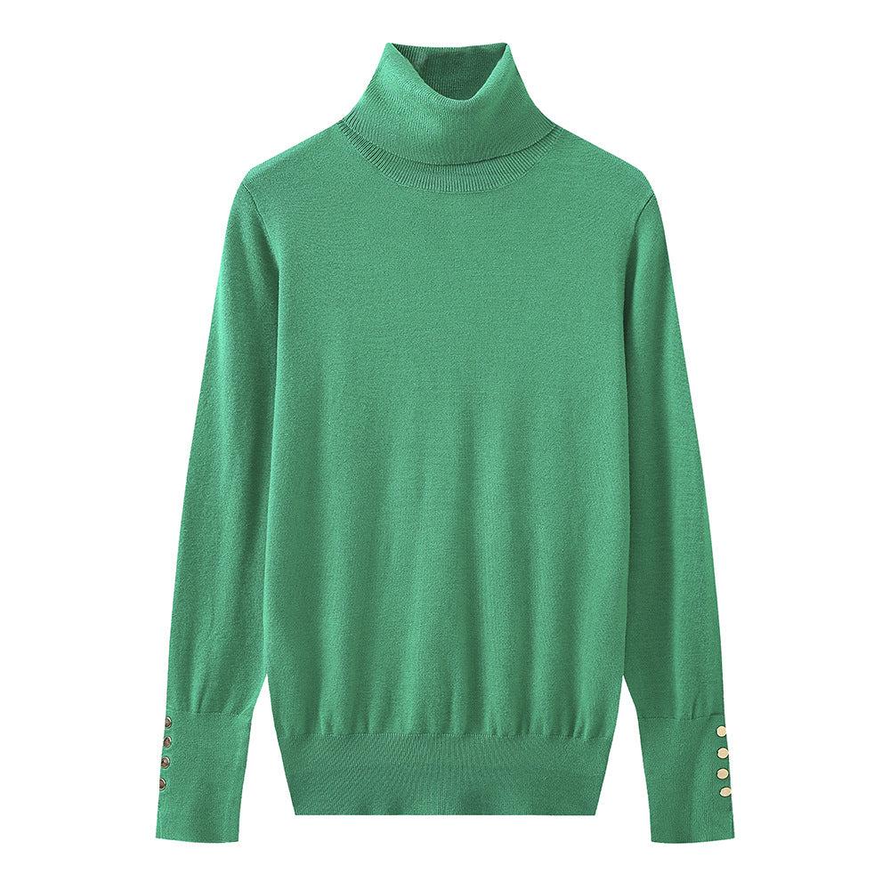 Pull à col roulé pour dames avec des détails de boutons élégants Chic und Stil