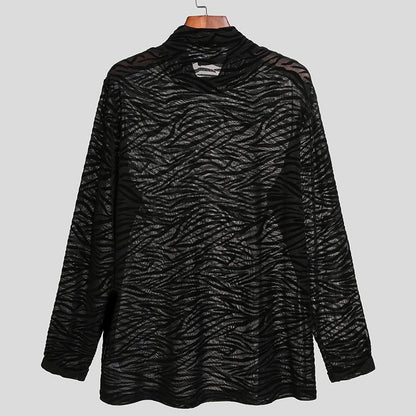 T-shirt à manches longues pour femmes avec imprimé animal texturé et col montant Chic und Stil