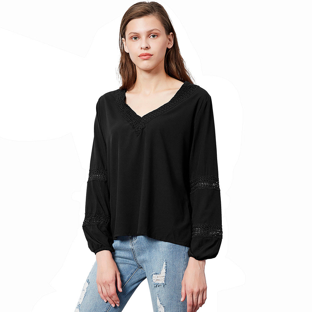 Blouse légère pour femmes avec décolleté en V et dentelle Chic und Stil