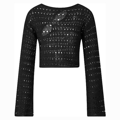 Ladies short knit sweater with open surface Chic and Style