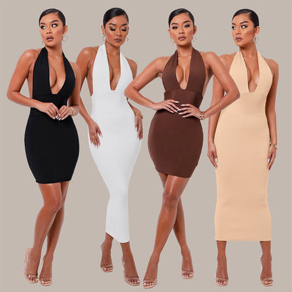 Robe tricotée ajustée pour femmes avec décolleté plongeant et coupe étroite Chic und Stil