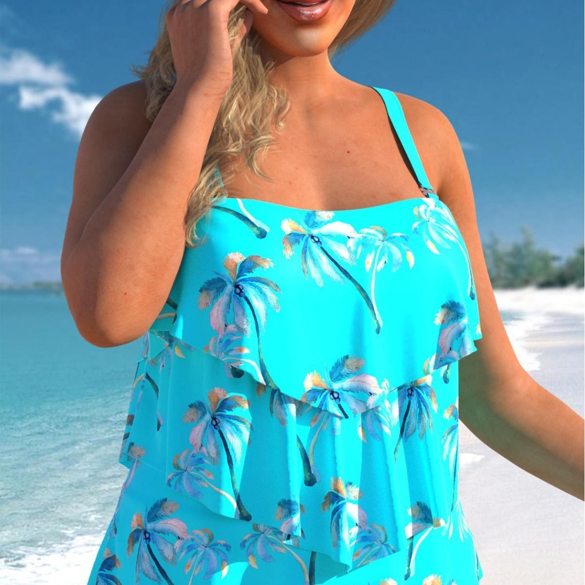 Ensemble de maillot de bain à volants pour femmes avec étages et shorts Chic und Stil
