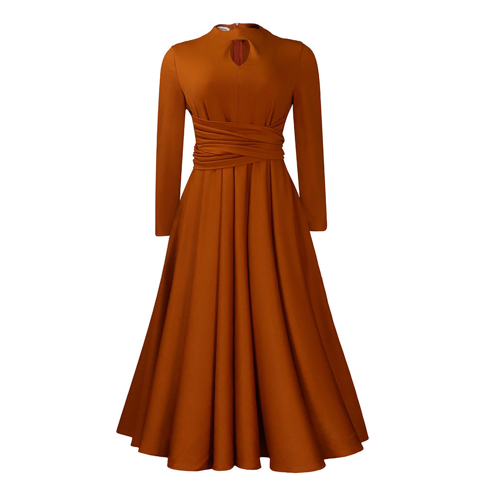 Robe maxi élégante pour femmes avec volants cintrés et manches longues Chic und Stil
