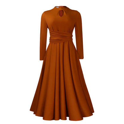 Robe maxi élégante pour femmes avec volants cintrés et manches longues Chic und Stil