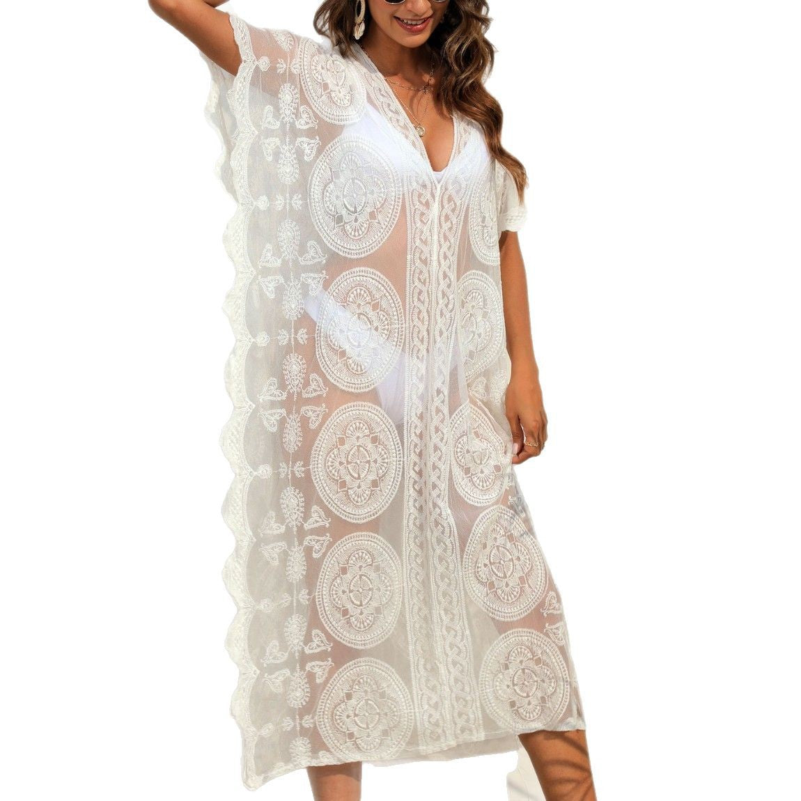 Dames Élégant Paréo Brodé Robe Chic und Stil