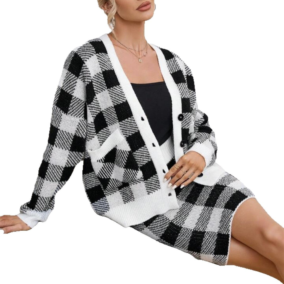 Dames Gilet à carreaux avec poches Chic und Stil