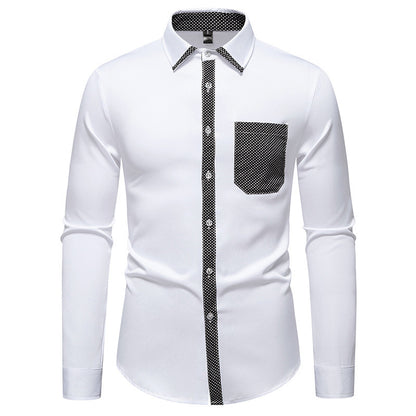 Chemise à manches longues pour hommes avec col contrasté et poche poitrine tendance Chic und Stil