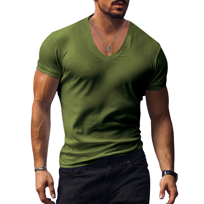 T-shirt pour hommes à col V en mélange de coton respirant Chic und Stil